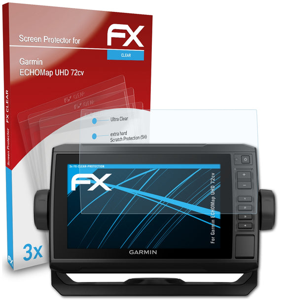 atFoliX FX-Clear Schutzfolie für Garmin ECHOMap UHD 72cv