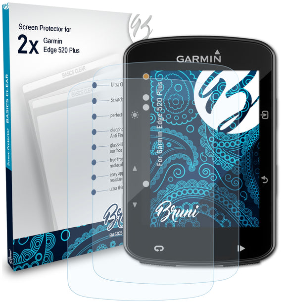 Bruni Basics-Clear Displayschutzfolie für Garmin Edge 520 Plus