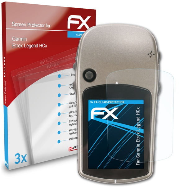 atFoliX FX-Clear Schutzfolie für Garmin Etrex Legend HCx