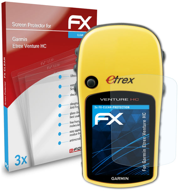atFoliX FX-Clear Schutzfolie für Garmin Etrex Venture HC