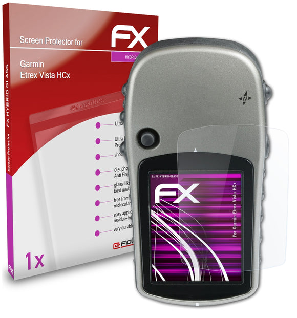atFoliX FX-Hybrid-Glass Panzerglasfolie für Garmin Etrex Vista HCx