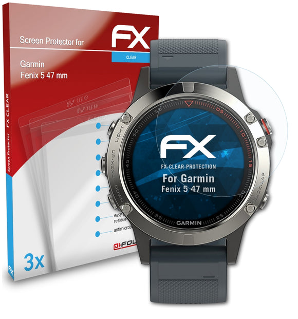 atFoliX FX-Clear Schutzfolie für Garmin Fenix 5 (47 mm)