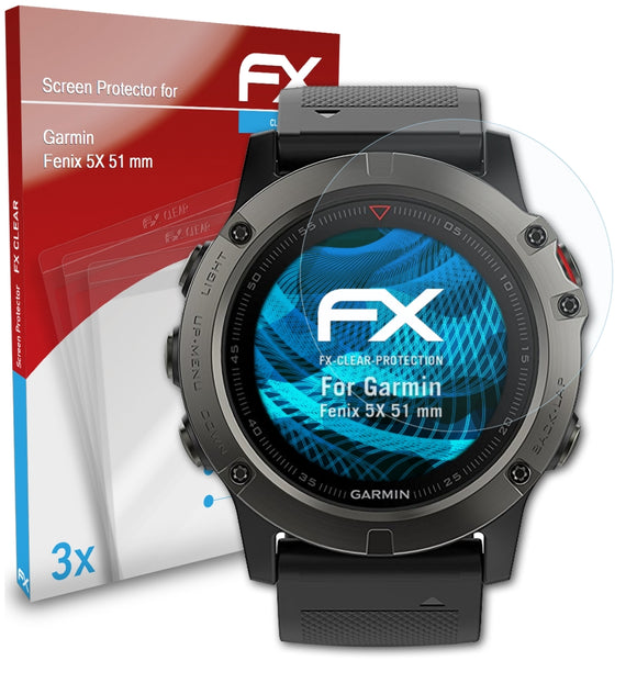 atFoliX FX-Clear Schutzfolie für Garmin Fenix 5X (51 mm)