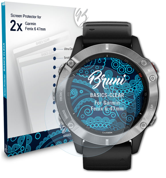 Bruni Basics-Clear Displayschutzfolie für Garmin Fenix 6 (47mm)