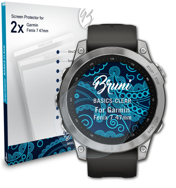 Bruni Basics-Clear Displayschutzfolie für Garmin Fenix 7 (47mm)