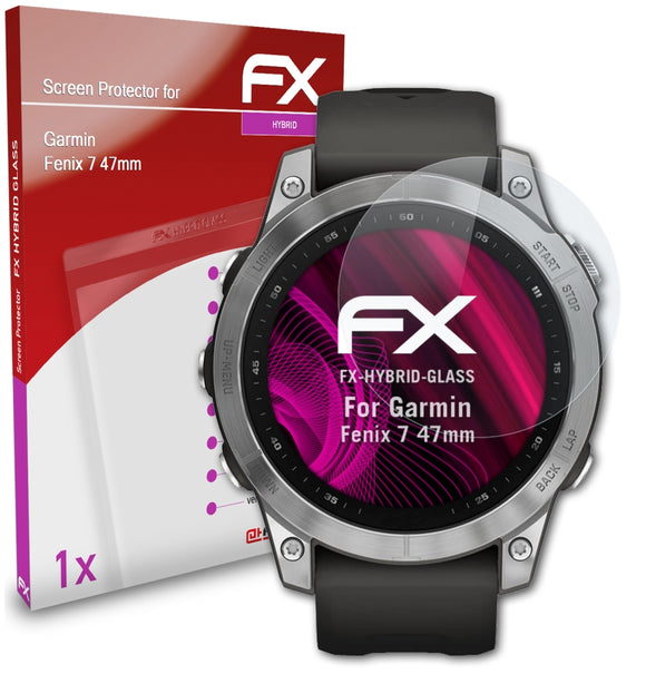 atFoliX FX-Hybrid-Glass Panzerglasfolie für Garmin Fenix 7 (47mm)