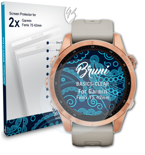 Bruni Basics-Clear Displayschutzfolie für Garmin Fenix 7S (42mm)