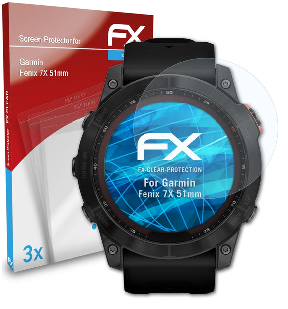 atFoliX FX-Clear Schutzfolie für Garmin Fenix 7X (51mm)