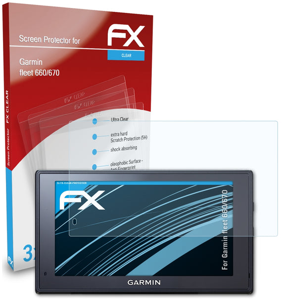 atFoliX FX-Clear Schutzfolie für Garmin fleet 660/670