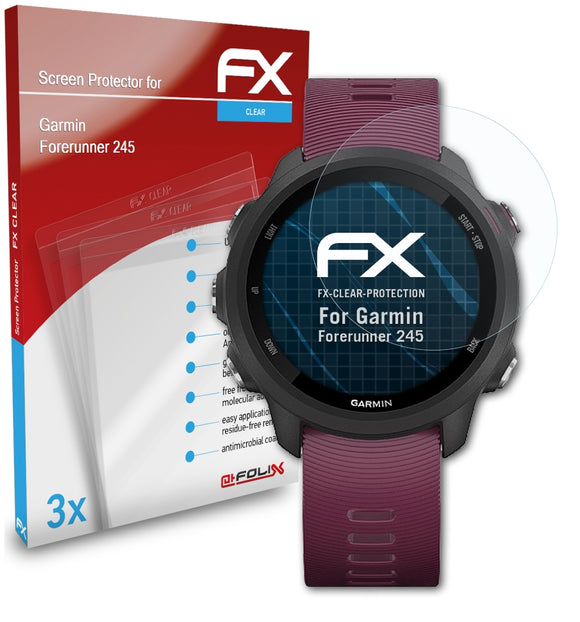 atFoliX FX-Clear Schutzfolie für Garmin Forerunner 245
