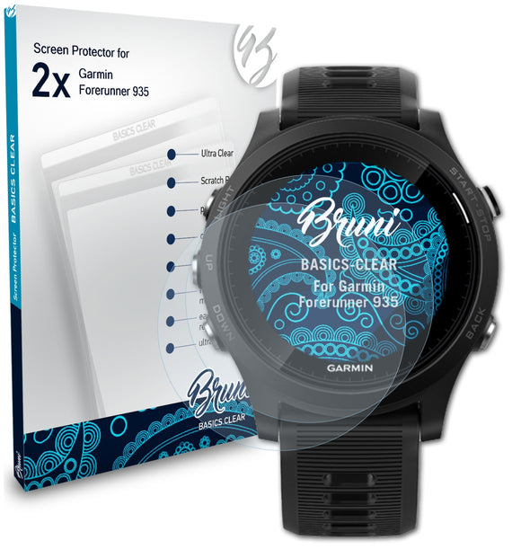 Bruni Basics-Clear Displayschutzfolie für Garmin Forerunner 935