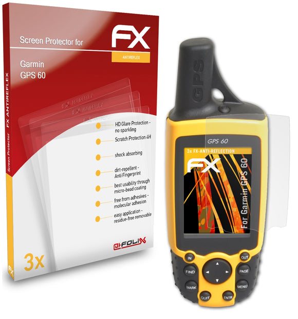 atFoliX FX-Antireflex Displayschutzfolie für Garmin GPS 60