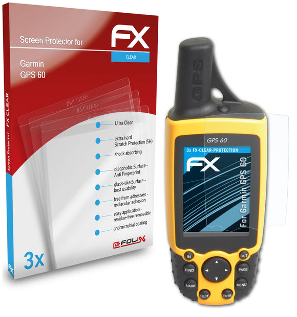 atFoliX FX-Clear Schutzfolie für Garmin GPS 60