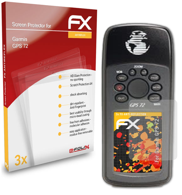atFoliX FX-Antireflex Displayschutzfolie für Garmin GPS 72