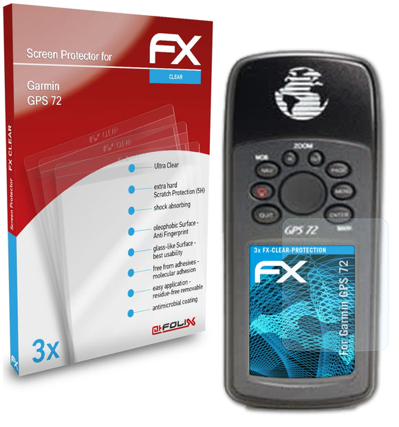 atFoliX FX-Clear Schutzfolie für Garmin GPS 72