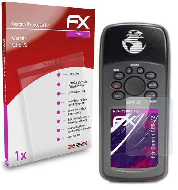 atFoliX FX-Hybrid-Glass Panzerglasfolie für Garmin GPS 72