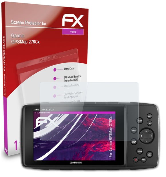 atFoliX FX-Hybrid-Glass Panzerglasfolie für Garmin GPSMap 276Cx