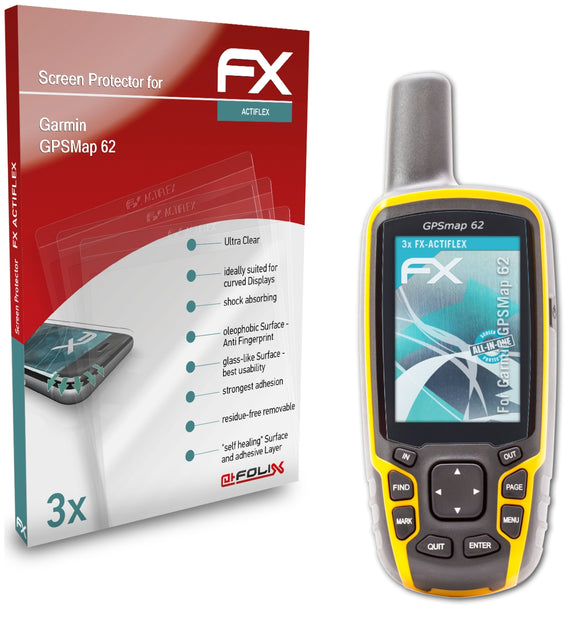 atFoliX FX-ActiFleX Displayschutzfolie für Garmin GPSMap 62