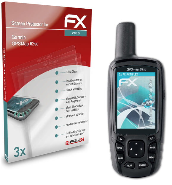 atFoliX FX-ActiFleX Displayschutzfolie für Garmin GPSMap 62sc