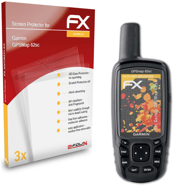 atFoliX FX-Antireflex Displayschutzfolie für Garmin GPSMap 62sc