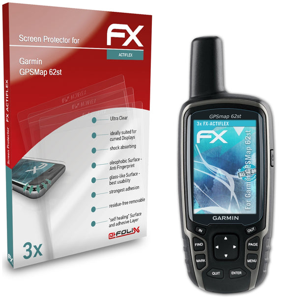 atFoliX FX-ActiFleX Displayschutzfolie für Garmin GPSMap 62st