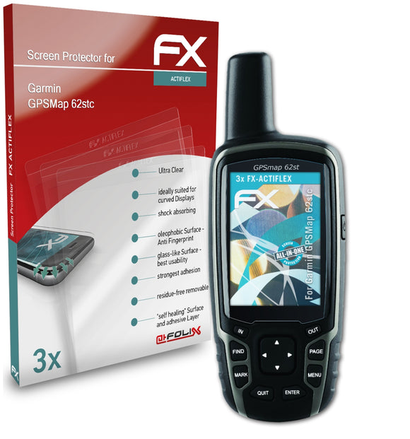 atFoliX FX-ActiFleX Displayschutzfolie für Garmin GPSMap 62stc