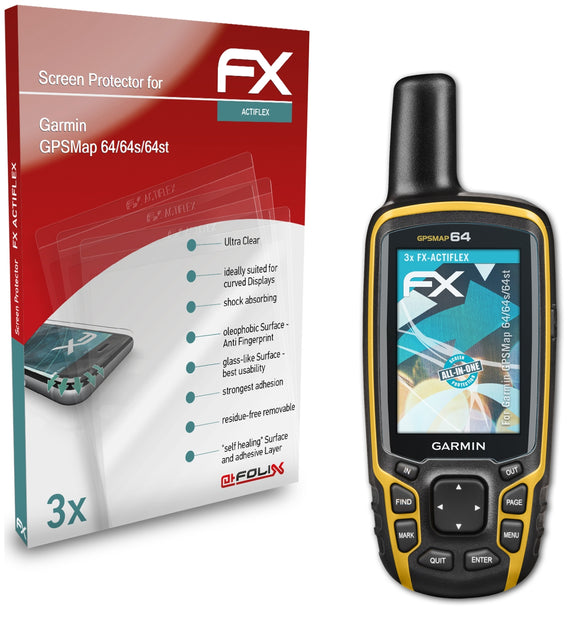 atFoliX FX-ActiFleX Displayschutzfolie für Garmin GPSMap 64/64s/64st