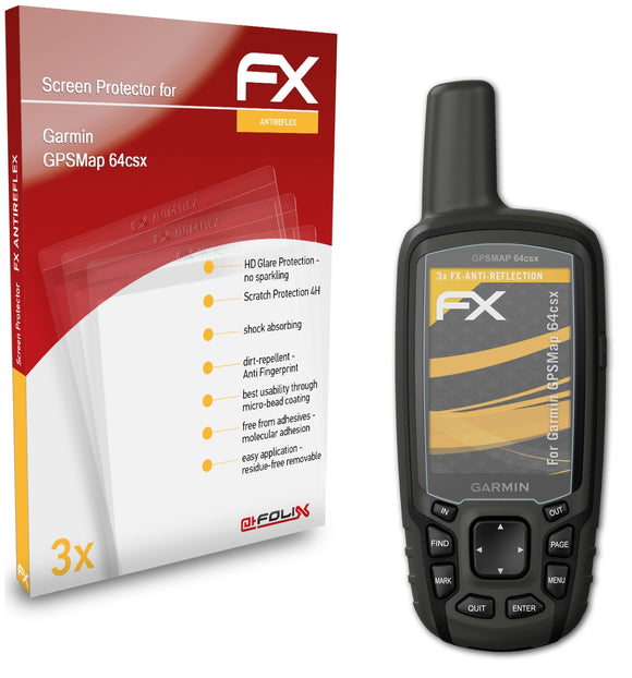 atFoliX FX-Antireflex Displayschutzfolie für Garmin GPSMap 64csx