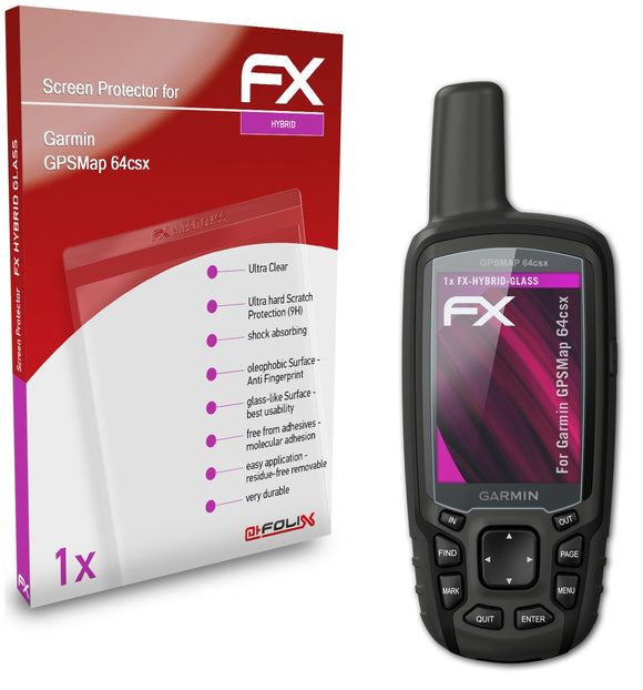 atFoliX FX-Hybrid-Glass Panzerglasfolie für Garmin GPSMap 64csx