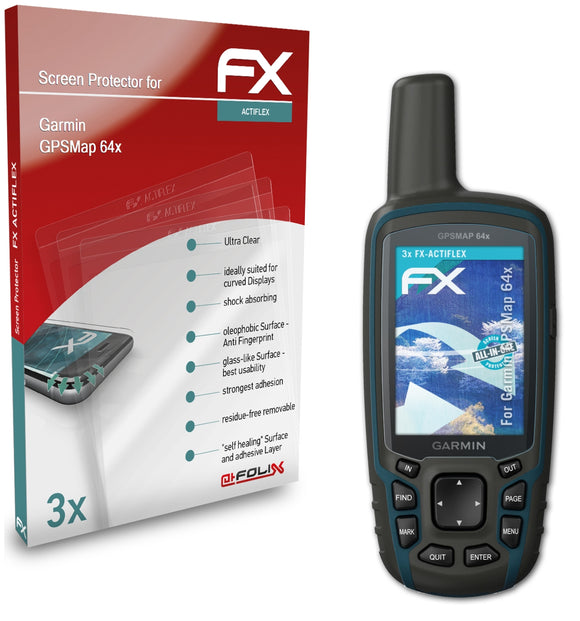 atFoliX FX-ActiFleX Displayschutzfolie für Garmin GPSMap 64x