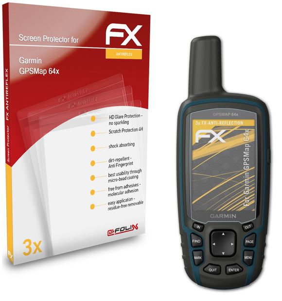 atFoliX FX-Antireflex Displayschutzfolie für Garmin GPSMap 64x