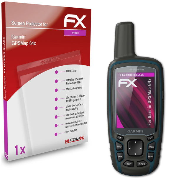 atFoliX FX-Hybrid-Glass Panzerglasfolie für Garmin GPSMap 64x