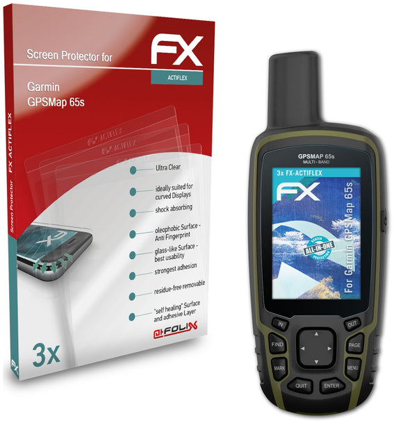 atFoliX FX-ActiFleX Displayschutzfolie für Garmin GPSMap 65s