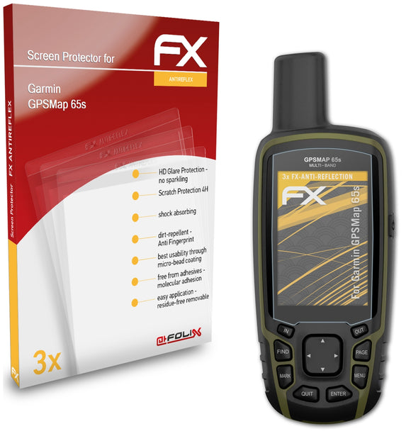 atFoliX FX-Antireflex Displayschutzfolie für Garmin GPSMap 65s