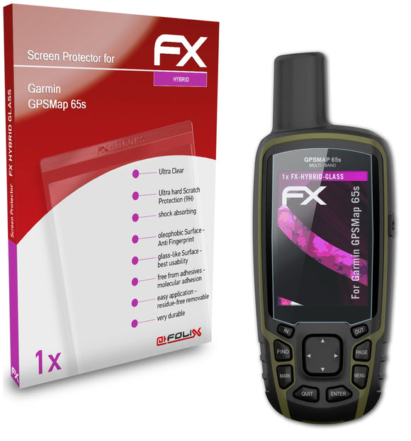 atFoliX FX-Hybrid-Glass Panzerglasfolie für Garmin GPSMap 65s