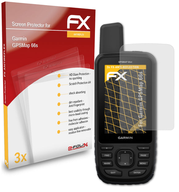atFoliX FX-Antireflex Displayschutzfolie für Garmin GPSMap 66s