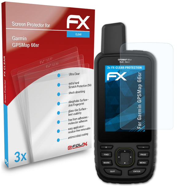atFoliX FX-Clear Schutzfolie für Garmin GPSMap 66sr