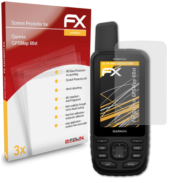 atFoliX FX-Antireflex Displayschutzfolie für Garmin GPSMap 66st