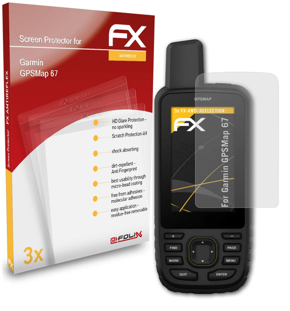 atFoliX FX-Antireflex Displayschutzfolie für Garmin GPSMap 67