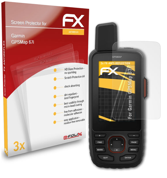 atFoliX FX-Antireflex Displayschutzfolie für Garmin GPSMap 67i