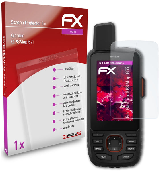 atFoliX FX-Hybrid-Glass Panzerglasfolie für Garmin GPSMap 67i
