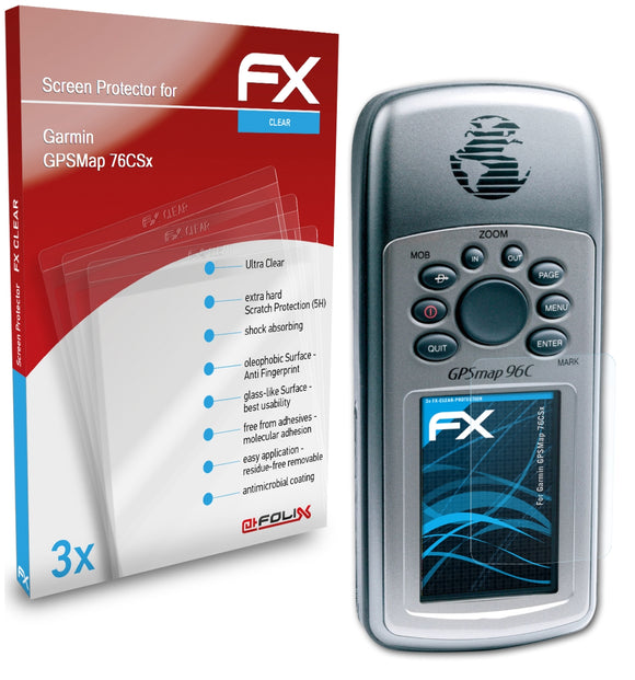 atFoliX FX-Clear Schutzfolie für Garmin GPSMap 76CSx