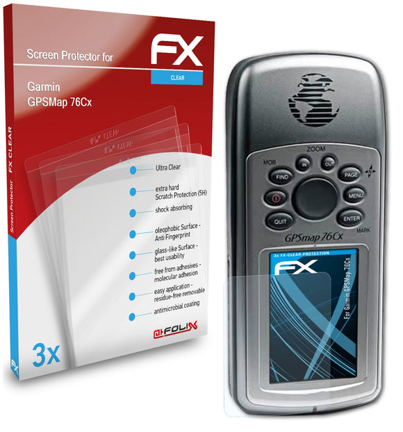 atFoliX FX-Clear Schutzfolie für Garmin GPSMap 76Cx