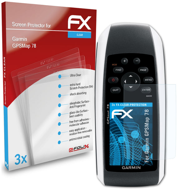 atFoliX FX-Clear Schutzfolie für Garmin GPSMap 78