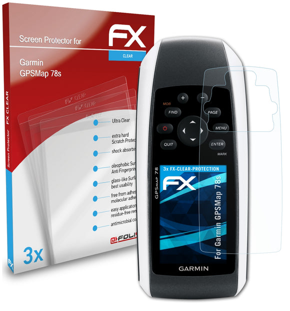 atFoliX FX-Clear Schutzfolie für Garmin GPSMap 78s