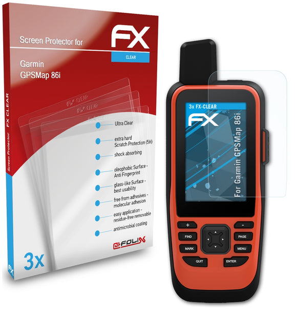 atFoliX FX-Clear Schutzfolie für Garmin GPSMap 86i