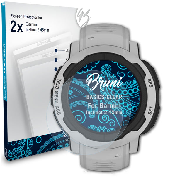 Bruni Basics-Clear Displayschutzfolie für Garmin Instinct 2 (45mm)