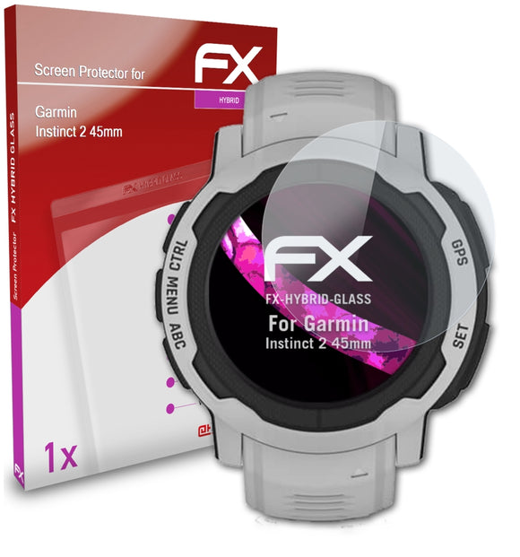 atFoliX FX-Hybrid-Glass Panzerglasfolie für Garmin Instinct 2 (45mm)
