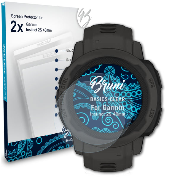Bruni Basics-Clear Displayschutzfolie für Garmin Instinct 2S (40mm)