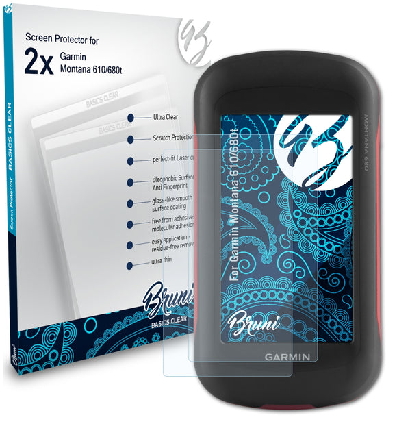 Bruni Basics-Clear Displayschutzfolie für Garmin Montana 610/680t